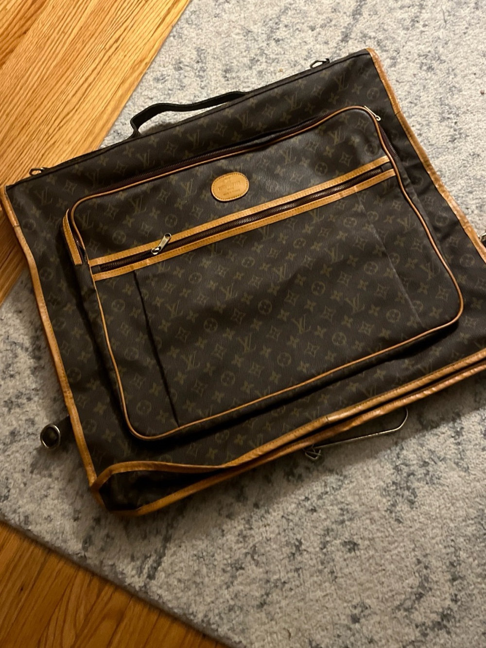 Louis Vuitton Monogram Canvas Garment Bag with Vachetta Trim - Dark Brown